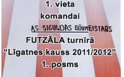 AS “Siguldas Būvmeistars” futbola komandai I.vieta Līgatnes telpu futbola turnīrā